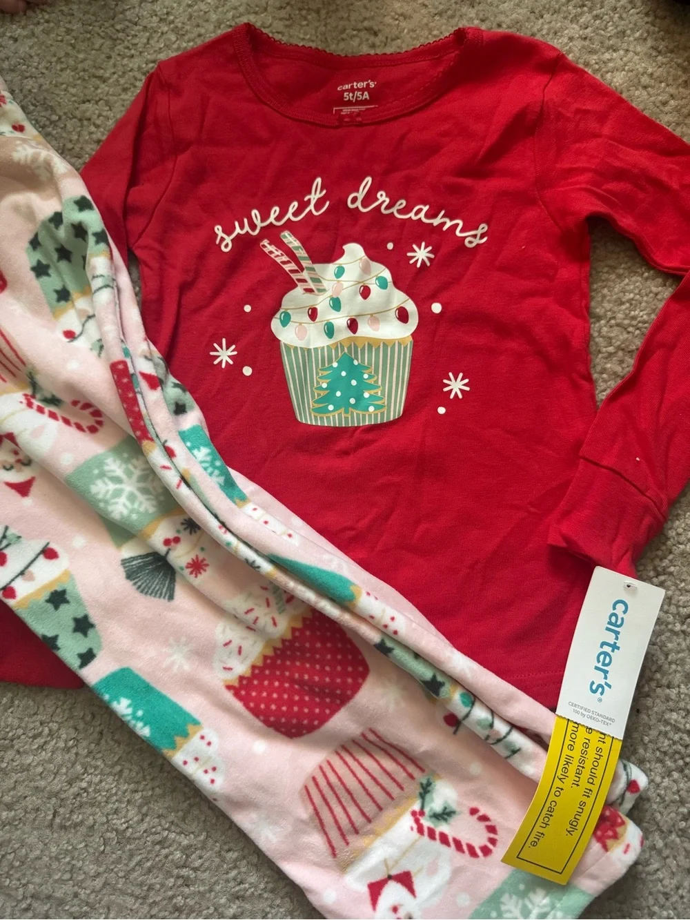 Carter's Red & Pink Holiday Cupcake Pajama Set